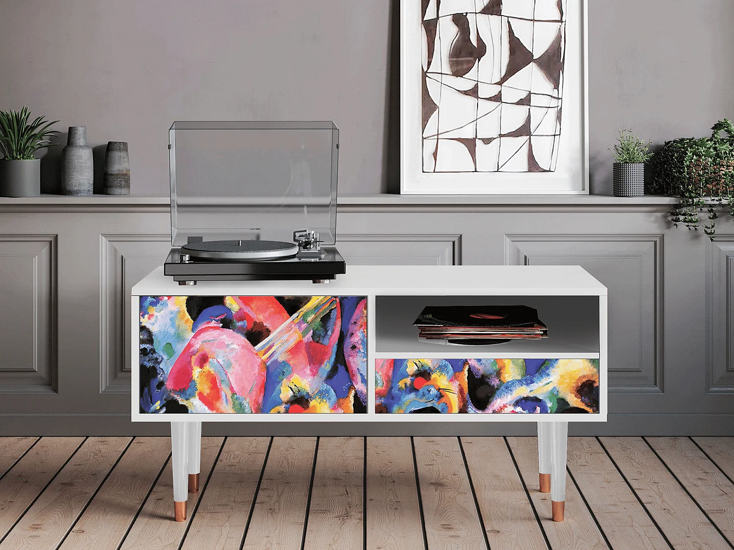 Mueble de TV - 115х59х48 cm - T3 - Kandinsky, Blanco