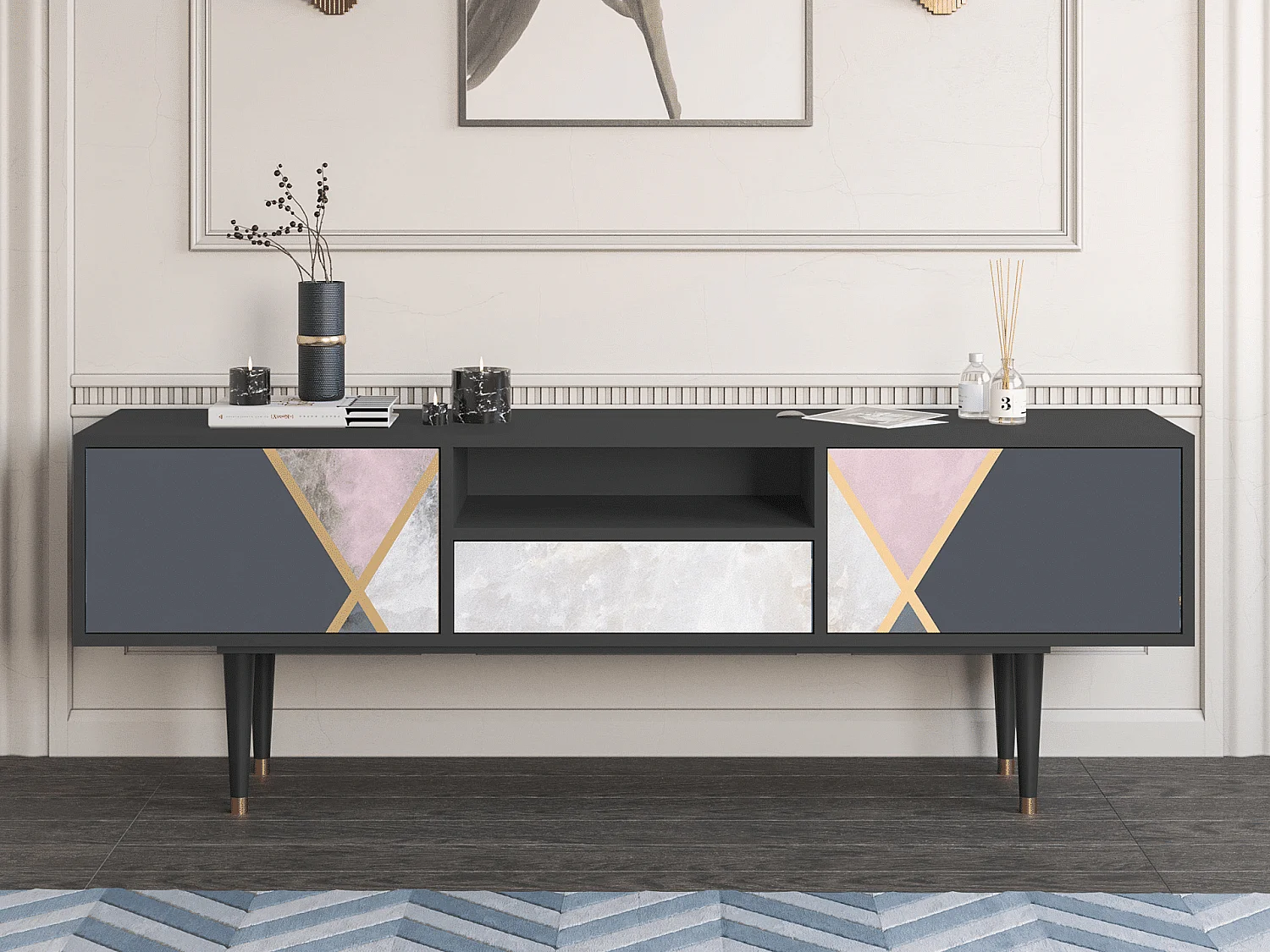 Meuble TV - 170х59х41 cm - T6 - Ideal Harmony, Anthracite