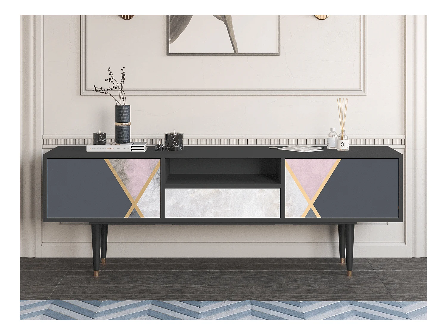 Meuble TV - 170х59х41 cm - T6 - Ideal Harmony, Anthracite