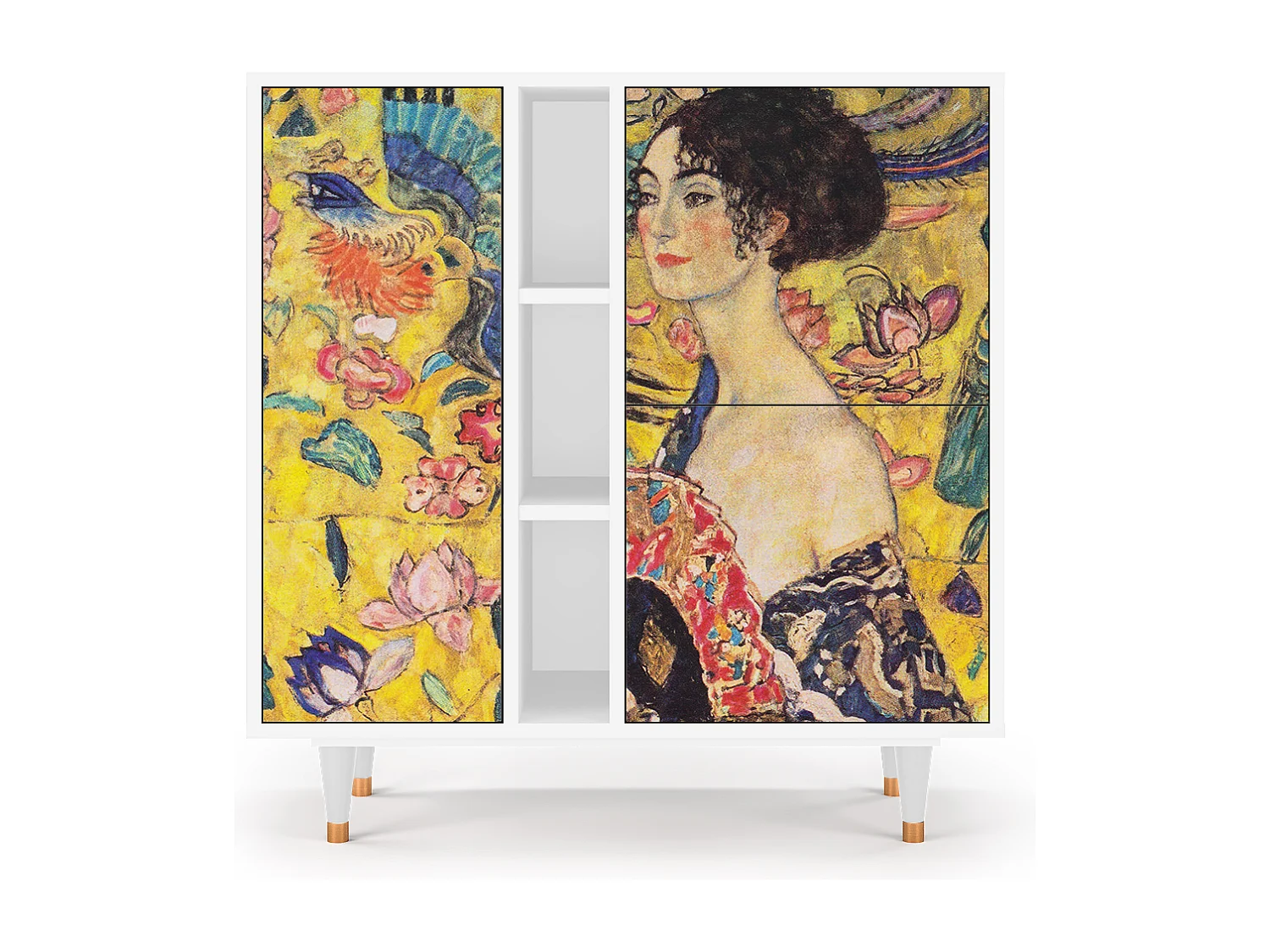 Kredens - 94х96х41 cm - BS5 - Lady with Fan by Klimt, Biały