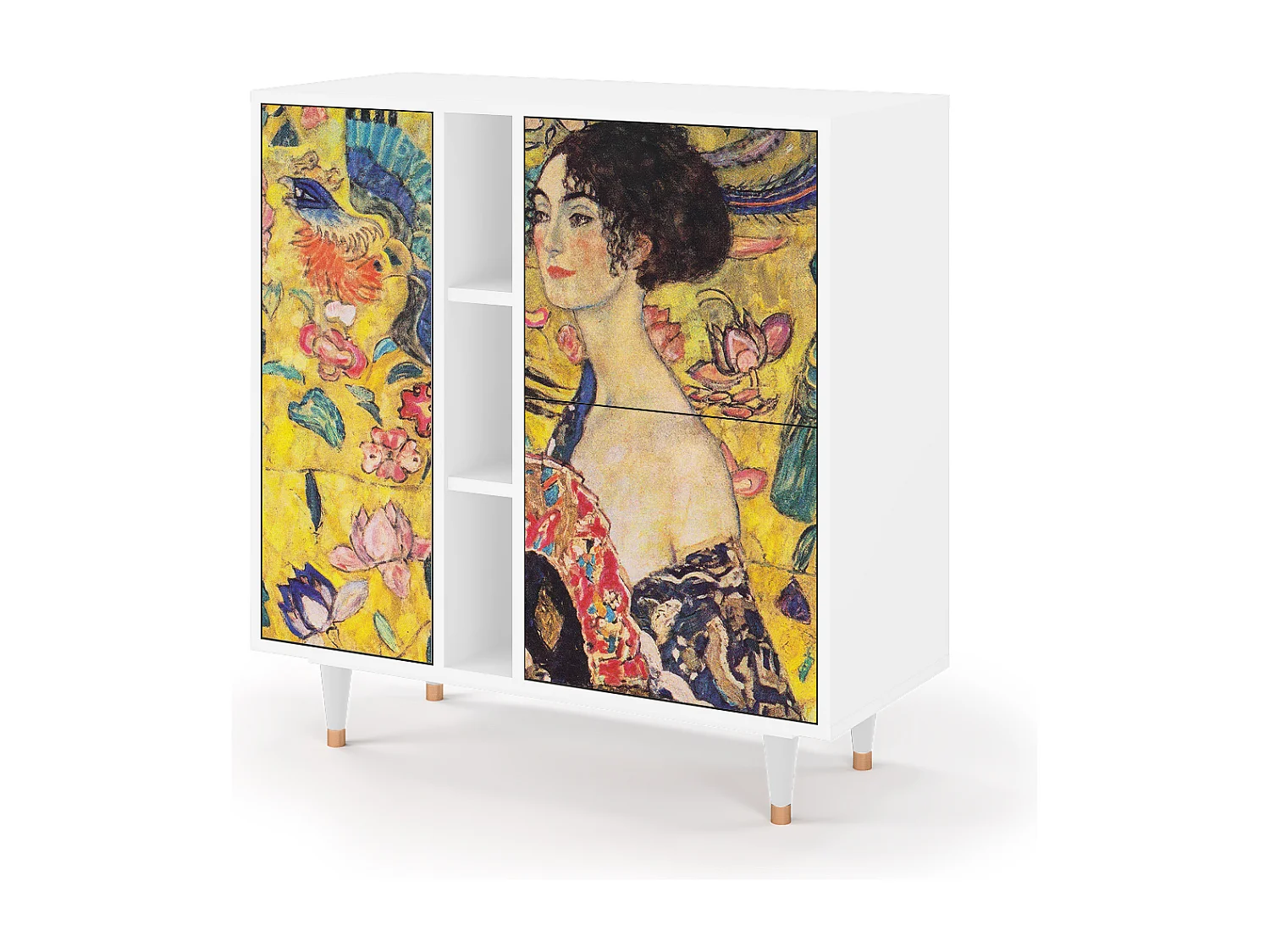 Kredens - 94х96х41 cm - BS5 - Lady with Fan by Klimt, Biały
