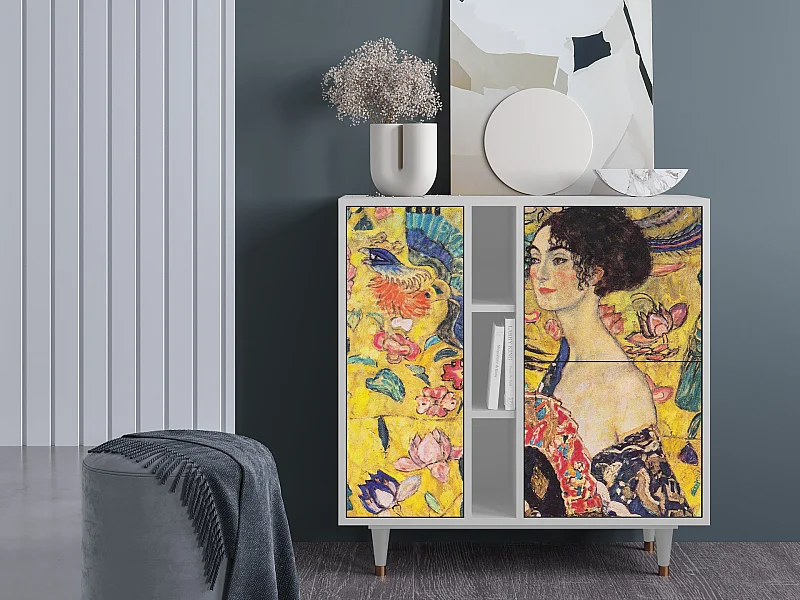 Kredens - 94х96х41 cm - BS5 - Lady with Fan by Klimt, Biały