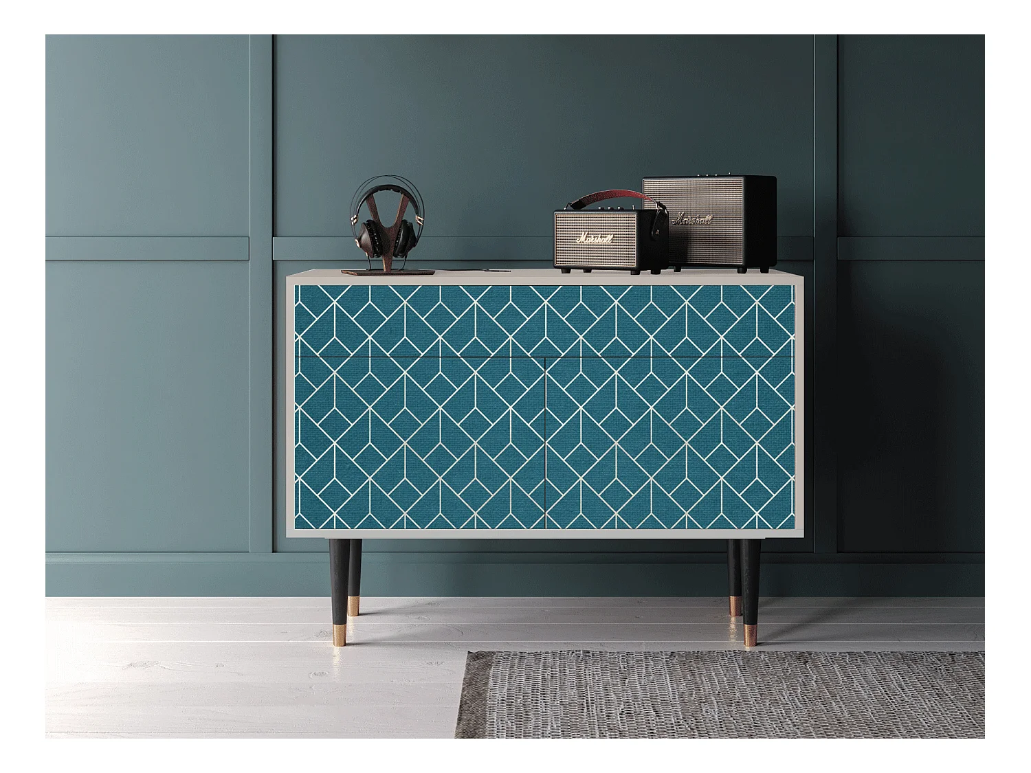 Buffet - 115x85x48 cm - BS4 - Turquoise Geometry, Sable