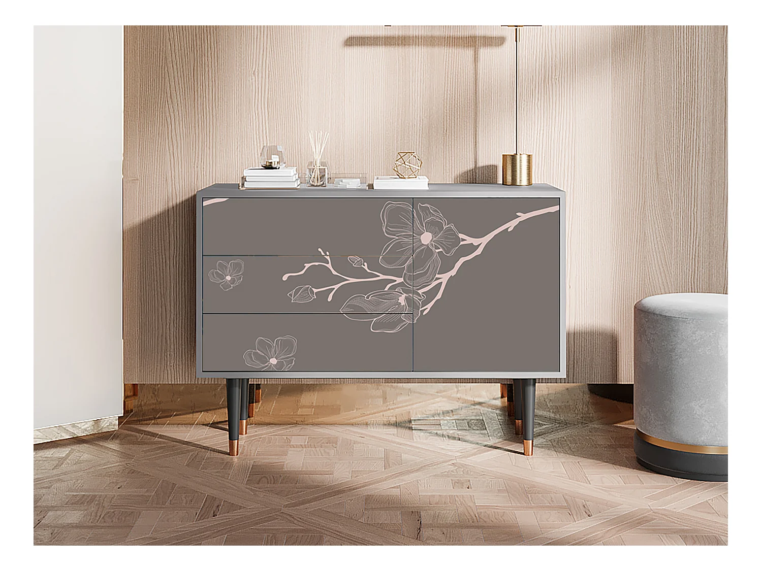 Dressoir - 115х84х41 cm - S3 - Cherry Blossom, Grijs