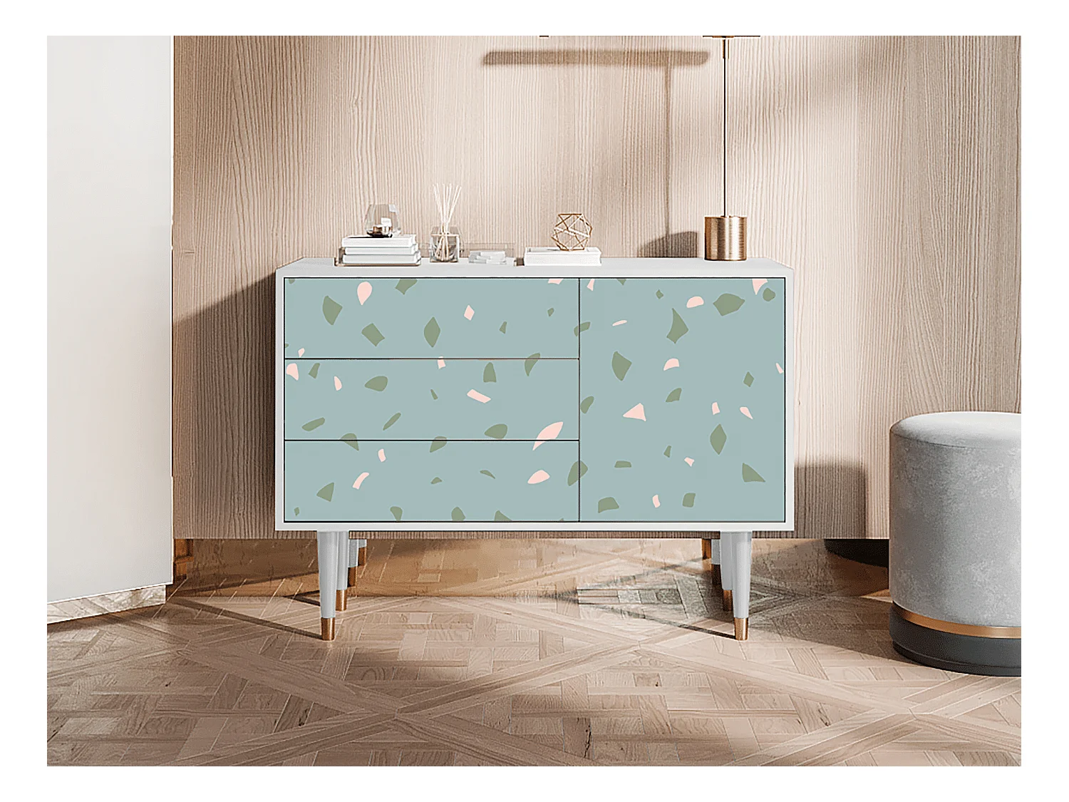 Dressoir - 115х84х41 cm - S3 - Blue Drops, Wit