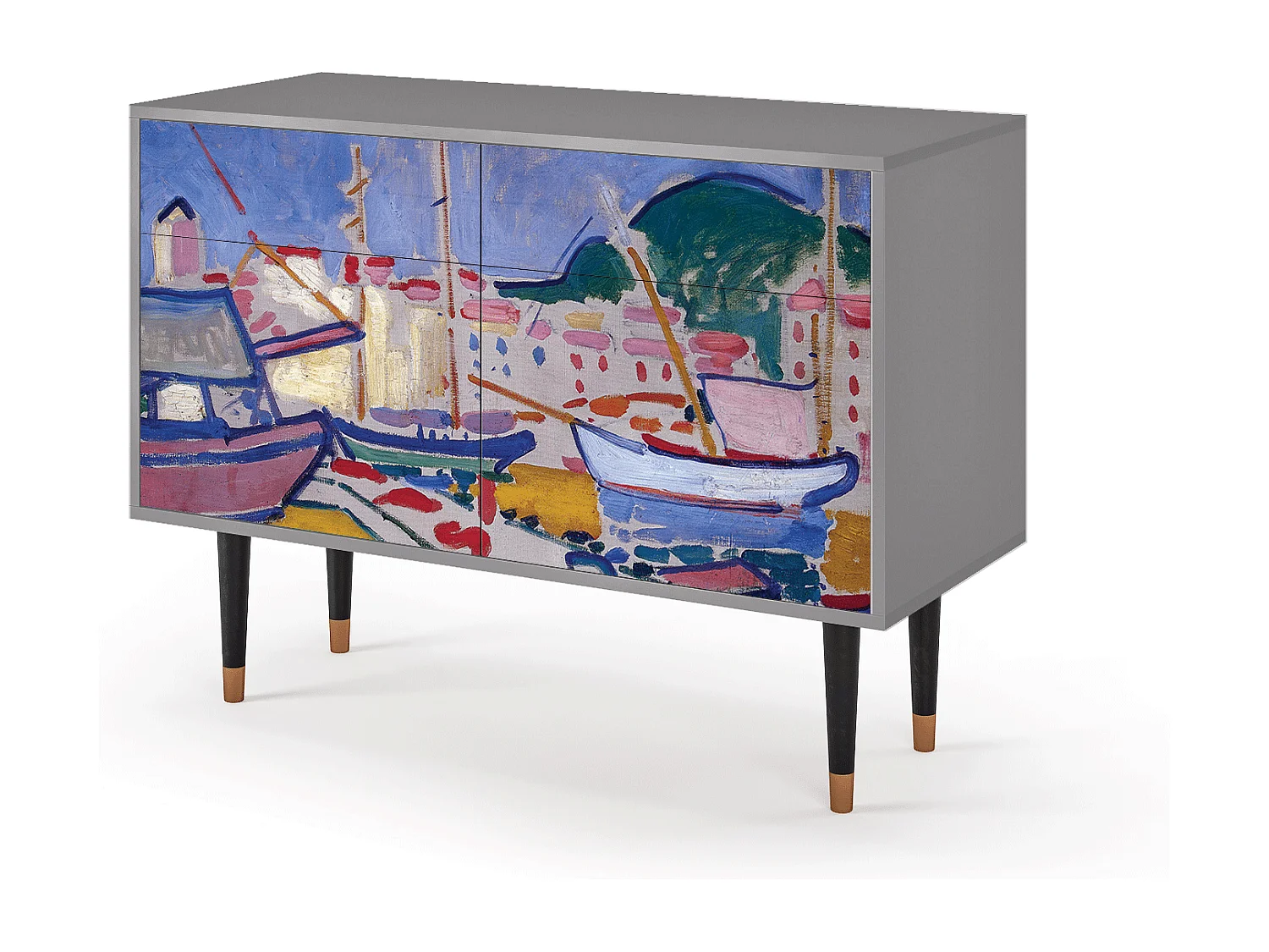 Kredens - 115x85x48 cm - BS4 - The Port of Collioure , Szary