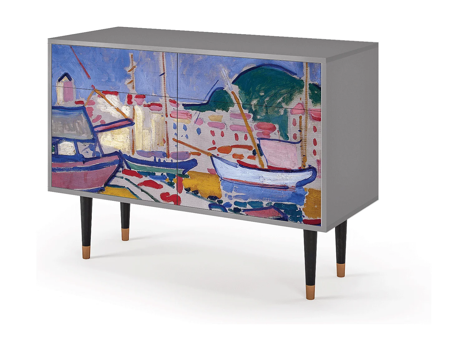 Kredens - 115x85x48 cm - BS4 - The Port of Collioure , Szary