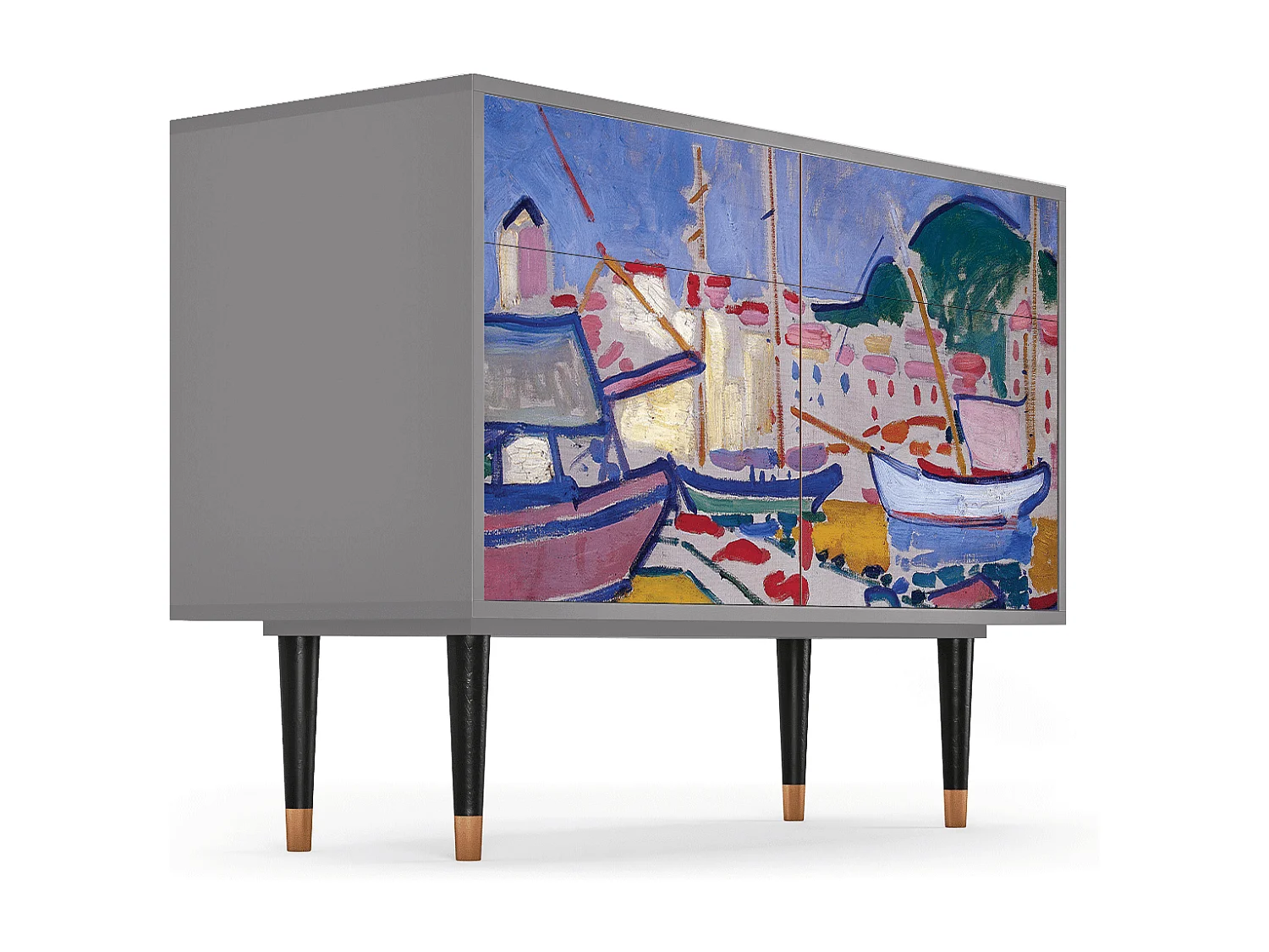 Kredens - 115x85x48 cm - BS4 - The Port of Collioure , Szary