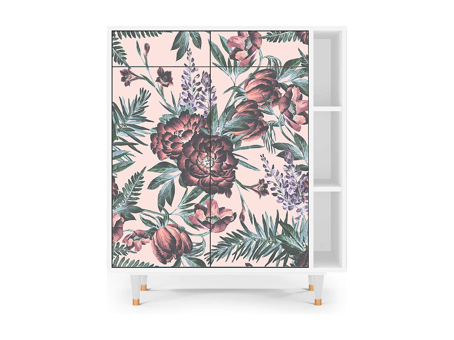 Dressoir - 96х110х41 cm - BS6 - Peach Peonies, Wit