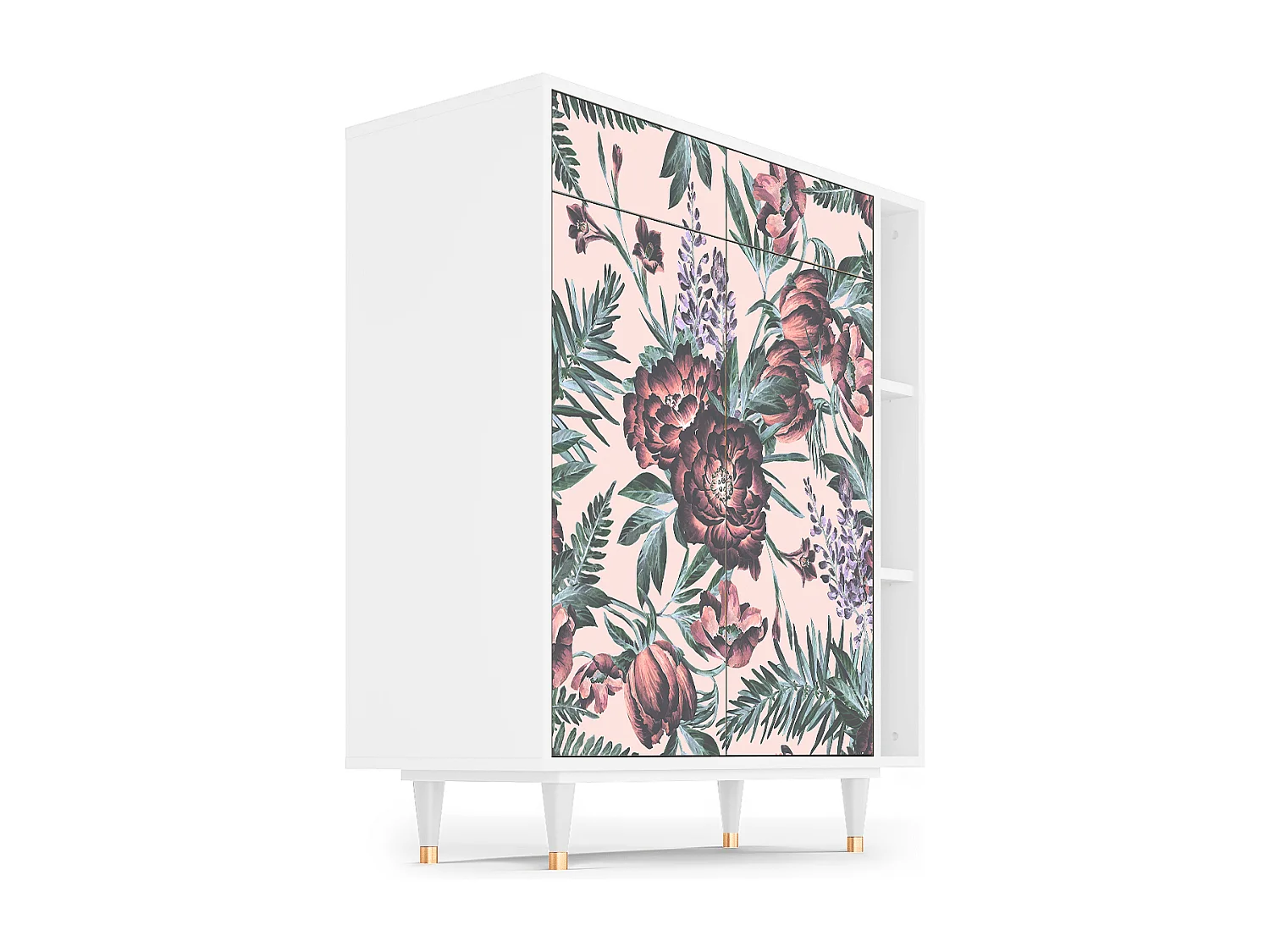 Dressoir - 96х110х41 cm - BS6 - Peach Peonies, Wit