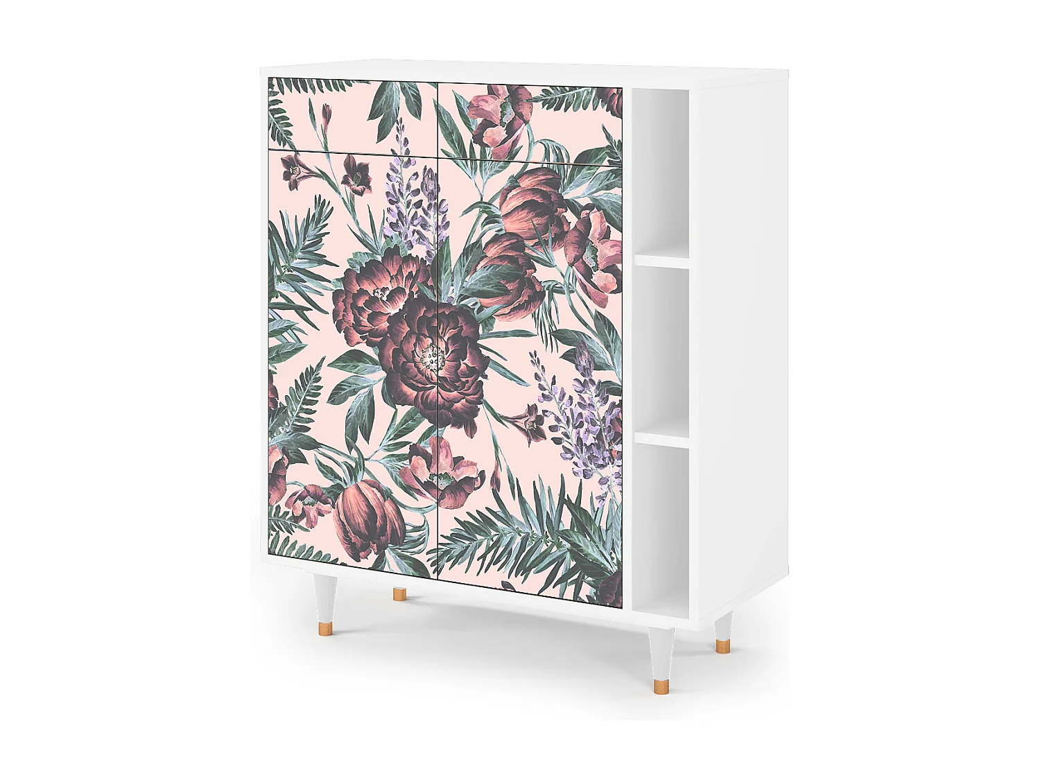 Buffet - 96х110х41 cm - BS6 - Peach Peonies, Blanc