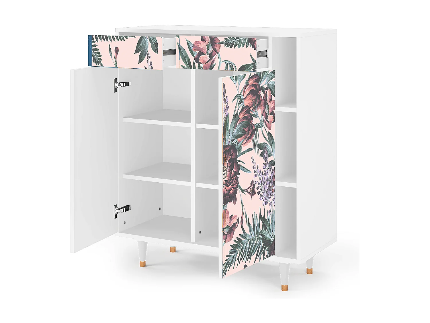 Buffet - 96х110х41 cm - BS6 - Peach Peonies, Blanc