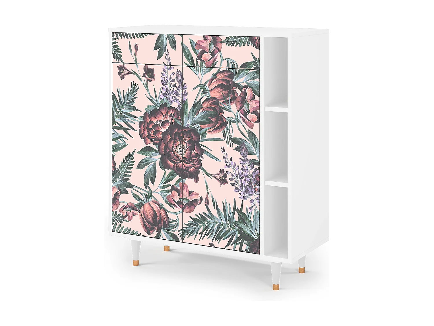 Buffet - 96х110х41 cm - BS6 - Peach Peonies, Blanc