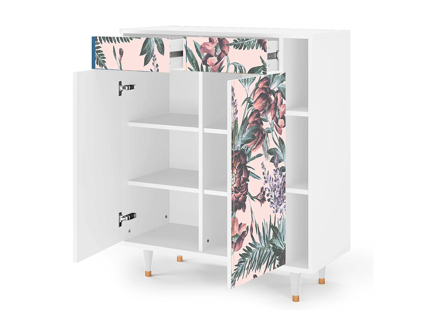 Buffet - 96х110х41 cm - BS6 - Peach Peonies, Blanc