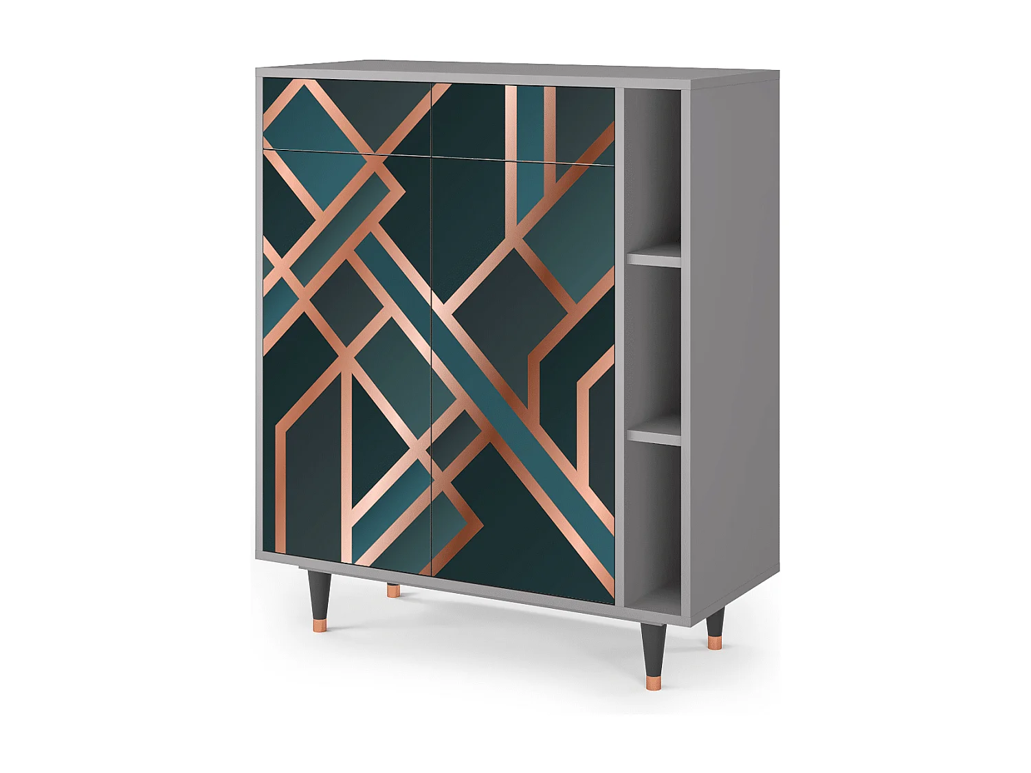 Kredens - 96х110х41 cm - BS6 - Bronze Crossroad, Szary