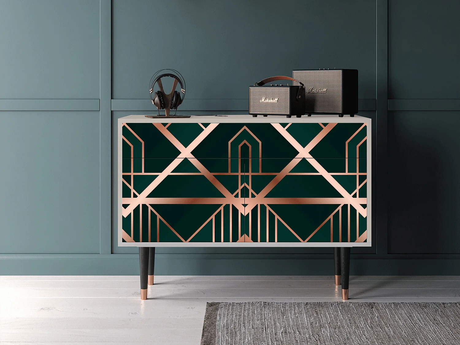 Kredens - 115x85x48 cm - BS4 - Emerald Gatsby, Piaskowy