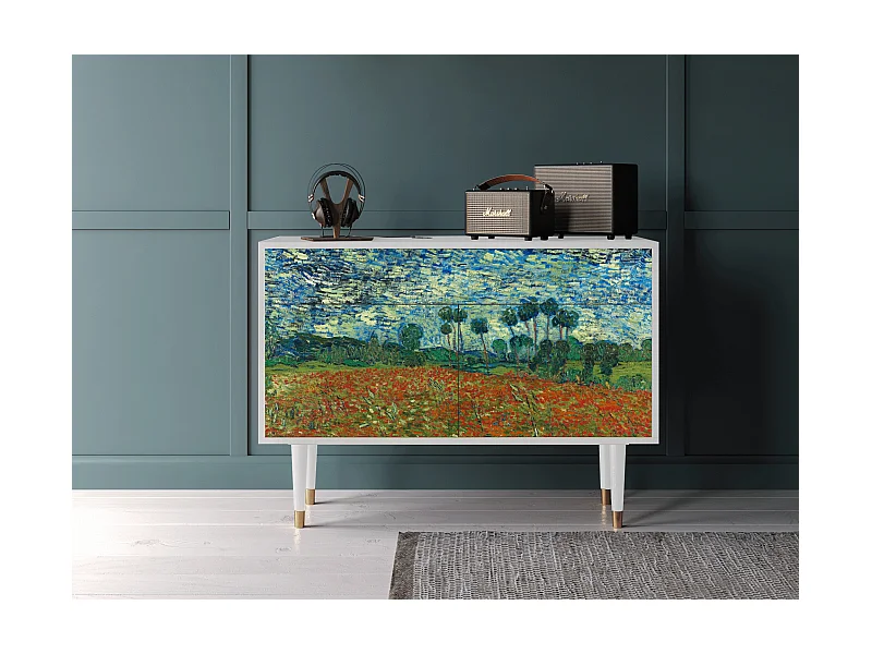 Buffet - 115x85x48 cm - BS4 - Poppy field by van Gogh, Blanc