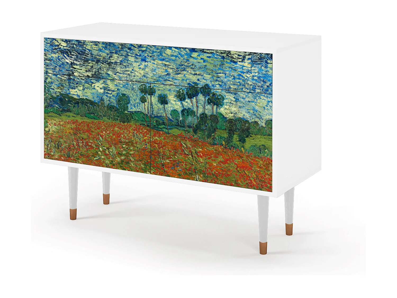 Kredens - 115x85x48 cm - BS4 - Poppy field by van Gogh, Biały