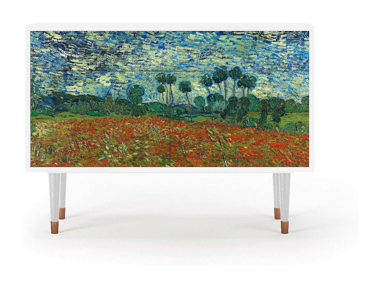 Credenza - 115x85x48 cm - BS4 - Poppy field by van Gogh, Bianco