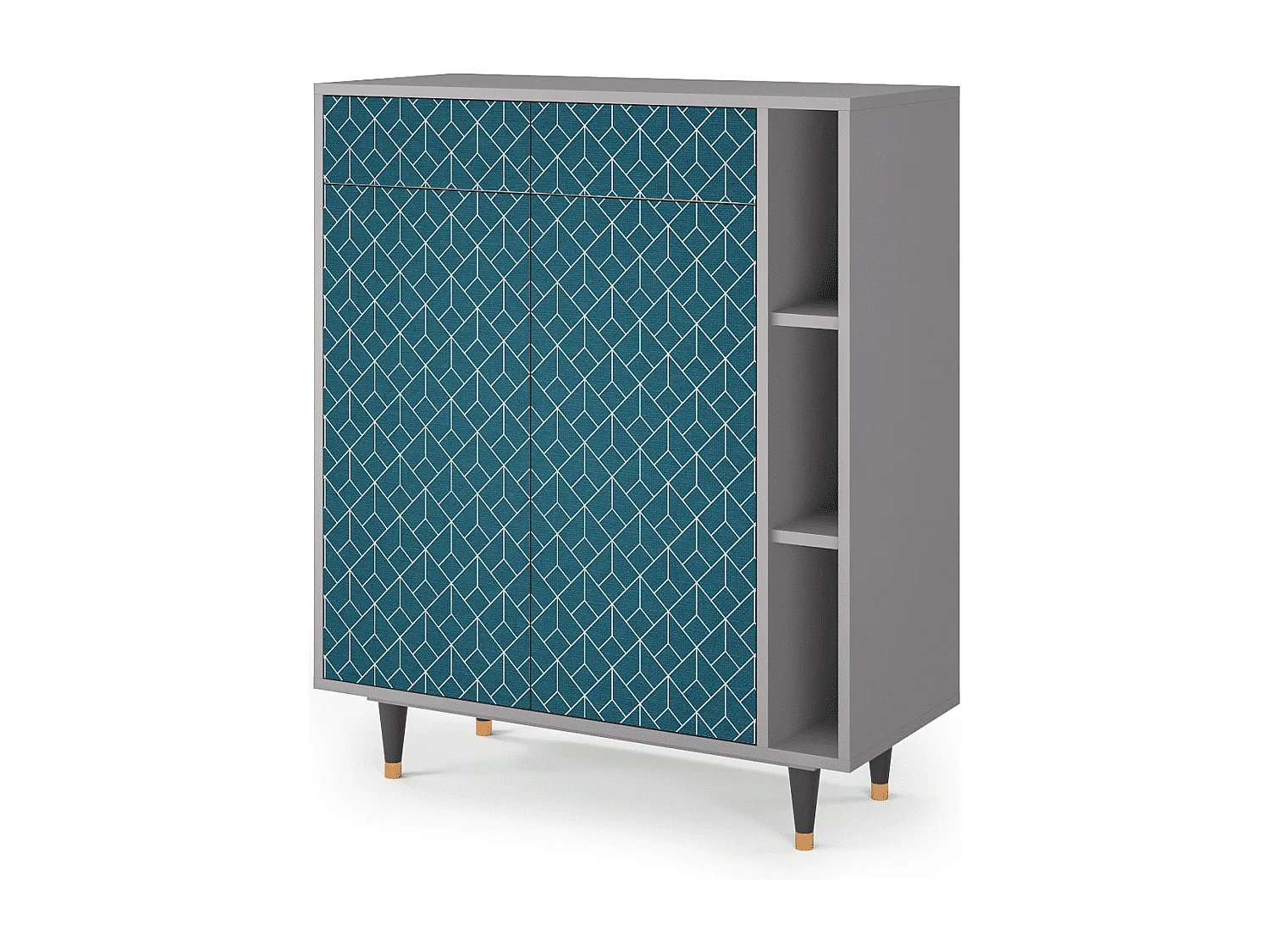 Dressoir - 96х110х41 cm - BS6 - Turquoise Geometry, Grijs