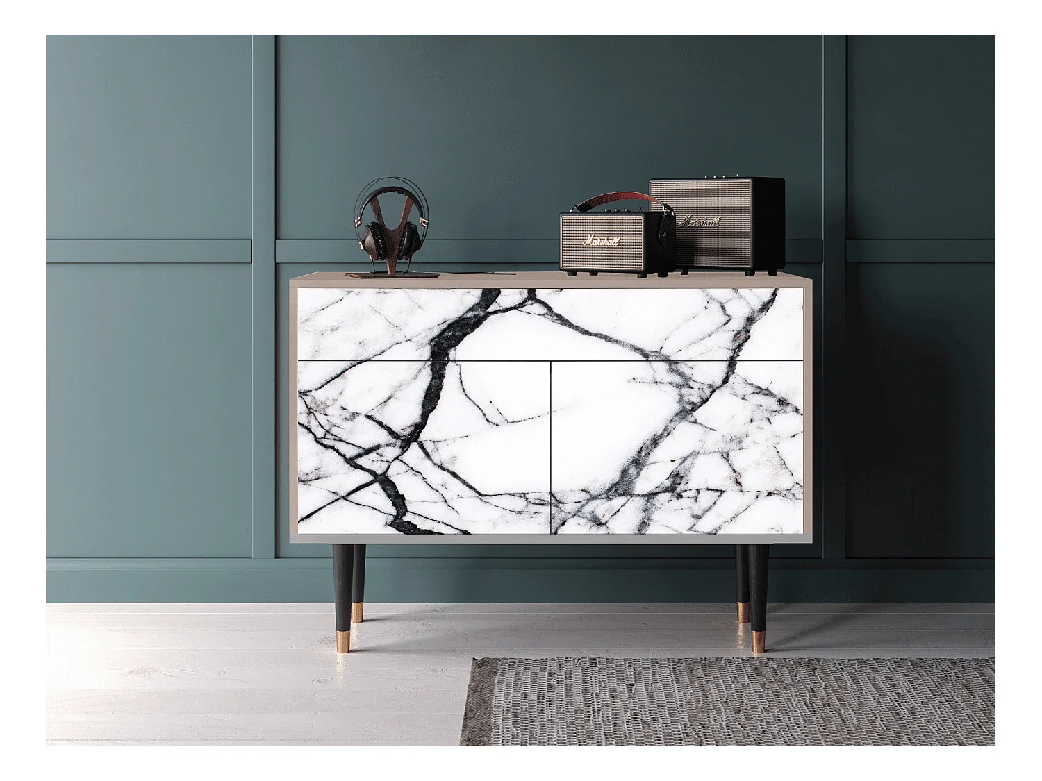 Credenza - 115x85x48 cm - BS4 - Raven Marble, Latte