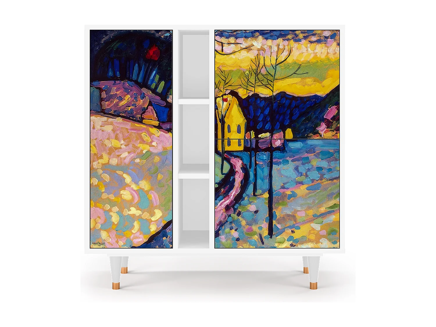 Kredens - 94х96х41 cm - BS5 - Winter Landscape, Biały