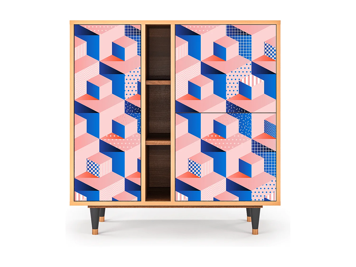 Credenza - 94х96х41 cm - BS5 - Pinky Squares, Noce