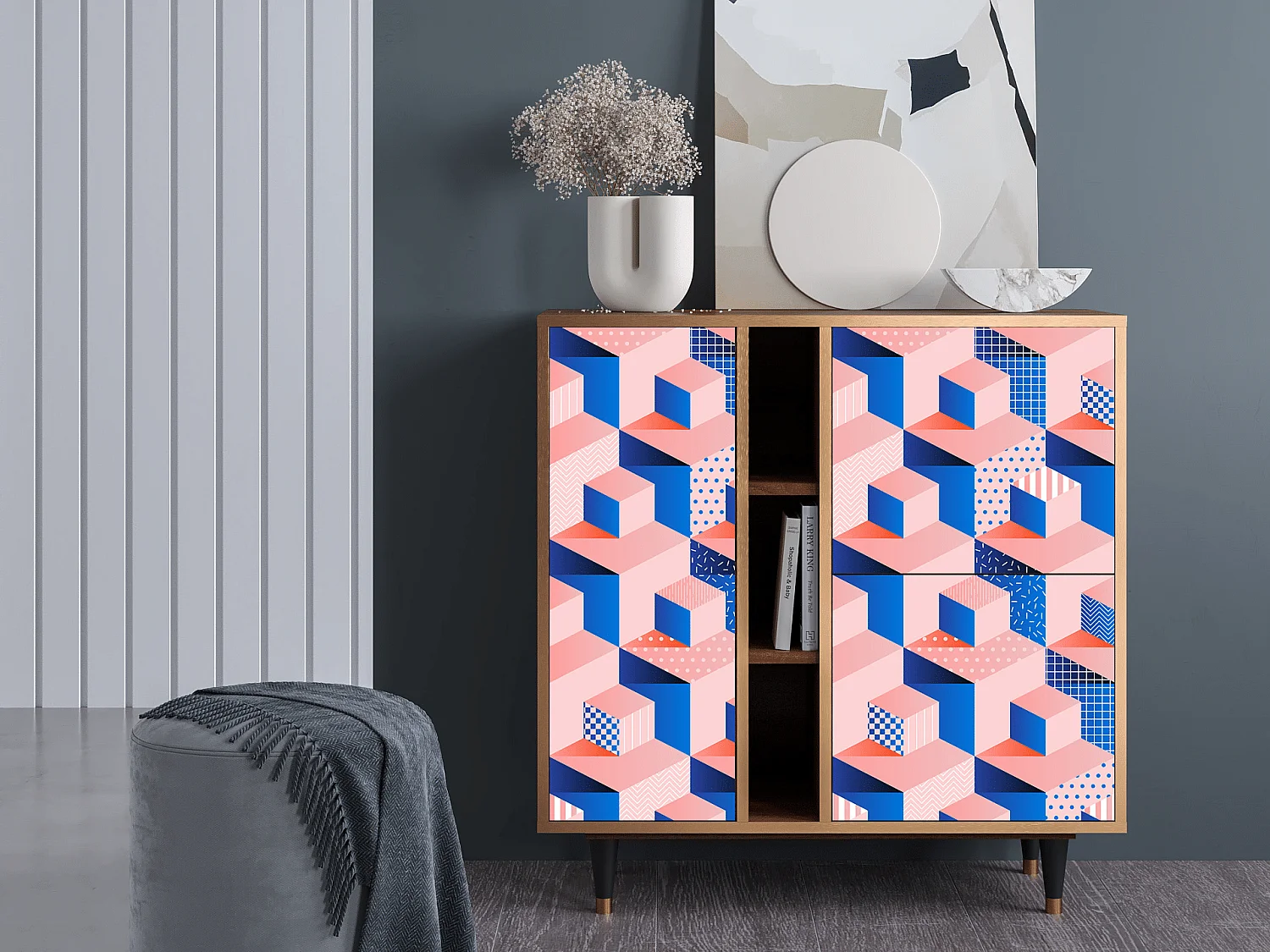 Buffet - 94х96х41 cm - BS5 - Pinky Squares, Noyer