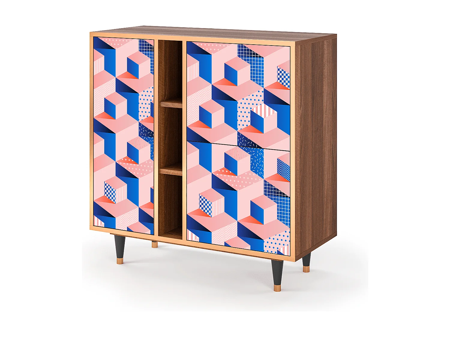 Buffet - 94х96х41 cm - BS5 - Pinky Squares, Noyer