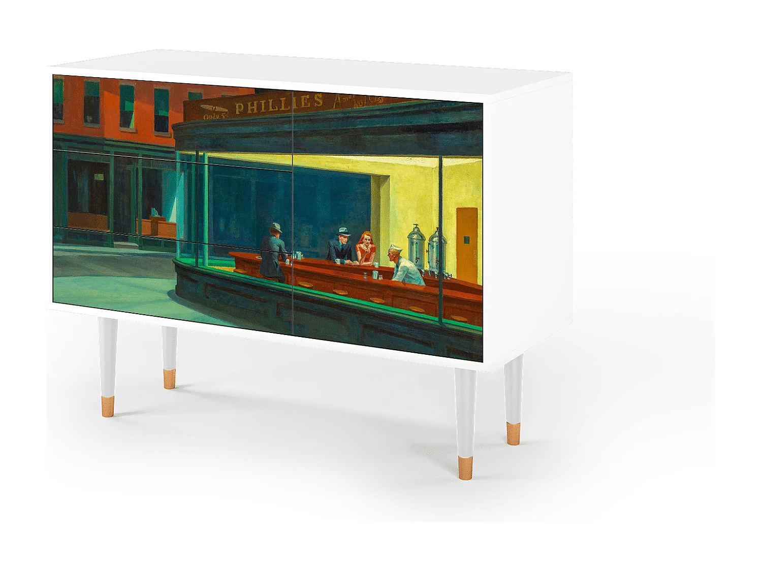 Aparador - 115х84х41 cm - S3 - Nighthawks by Hopper, Branco