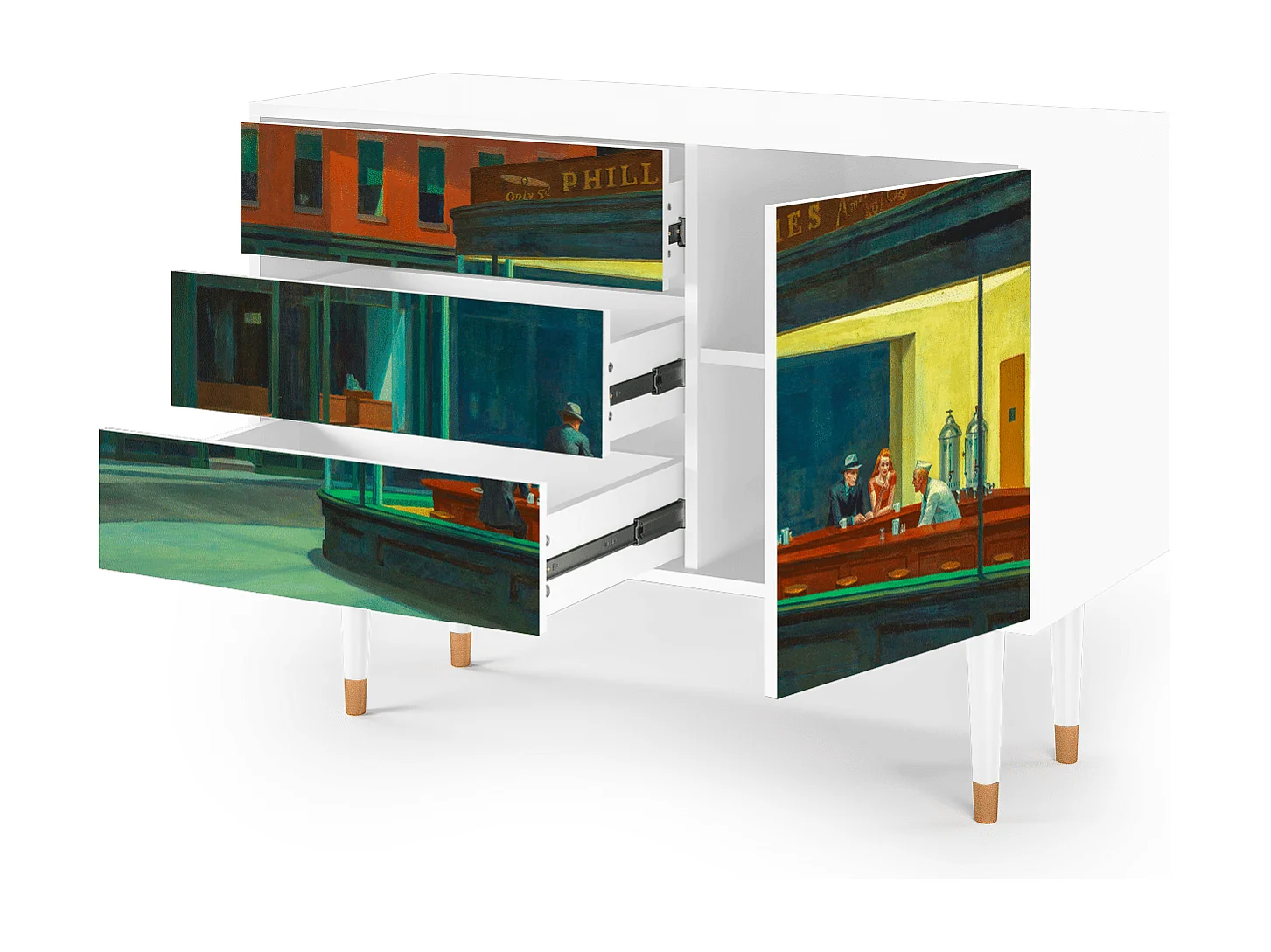 Buffet - 115х84х41 cm - S3 - Nighthawks by Hopper, Blanc