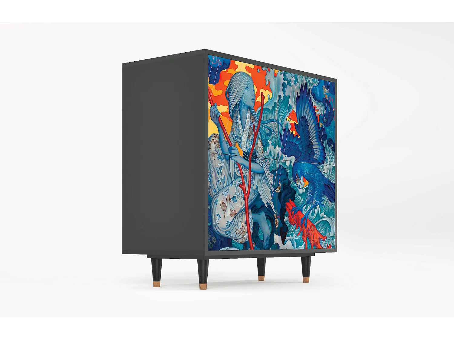 Aparador - 94x96x48 cm - BS3 - The Girl - James Jean, Antracita