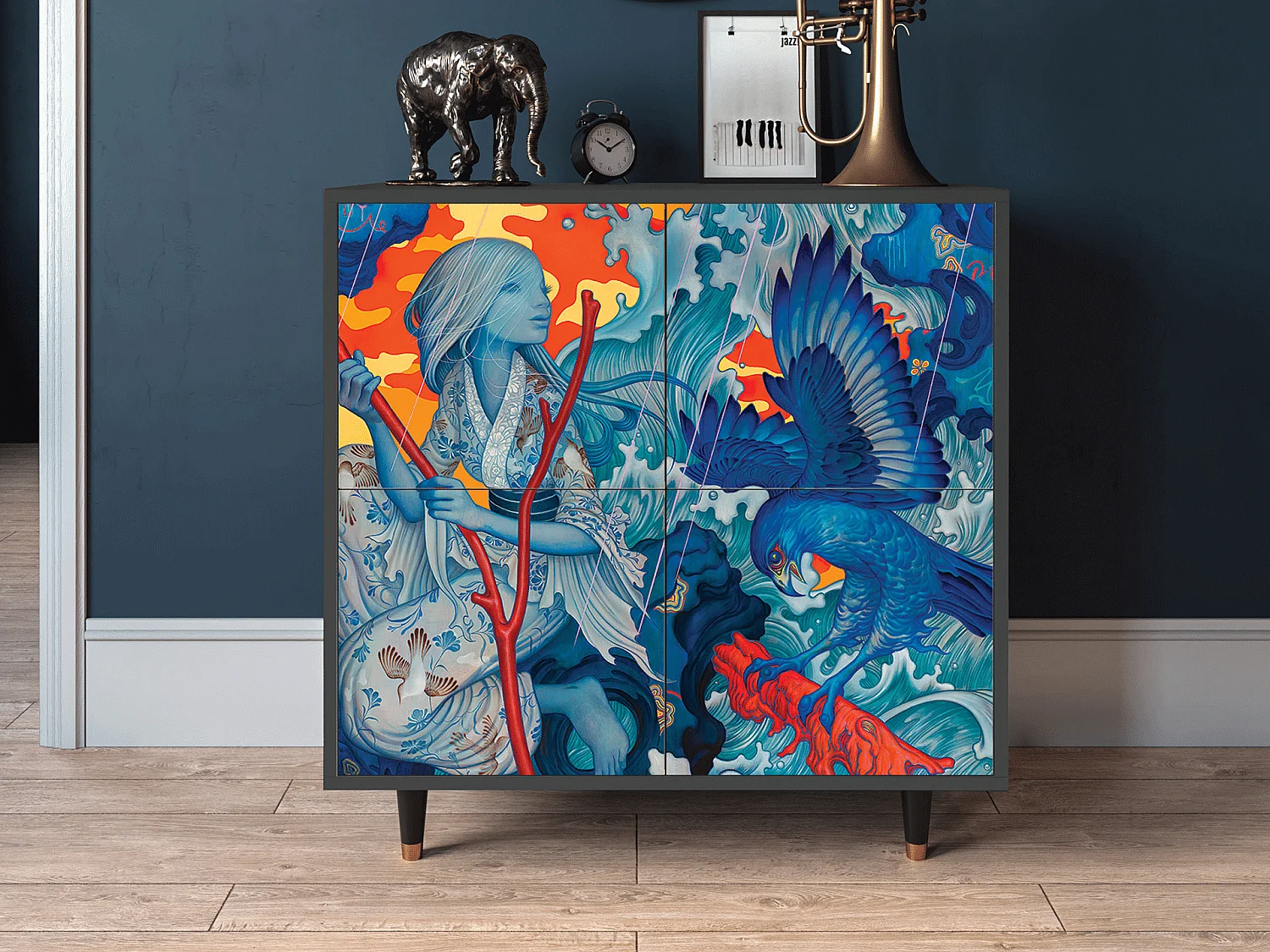 Sideboard - 94x96x48 cm - BS3 - The Girl - James Jean, Anthrazit