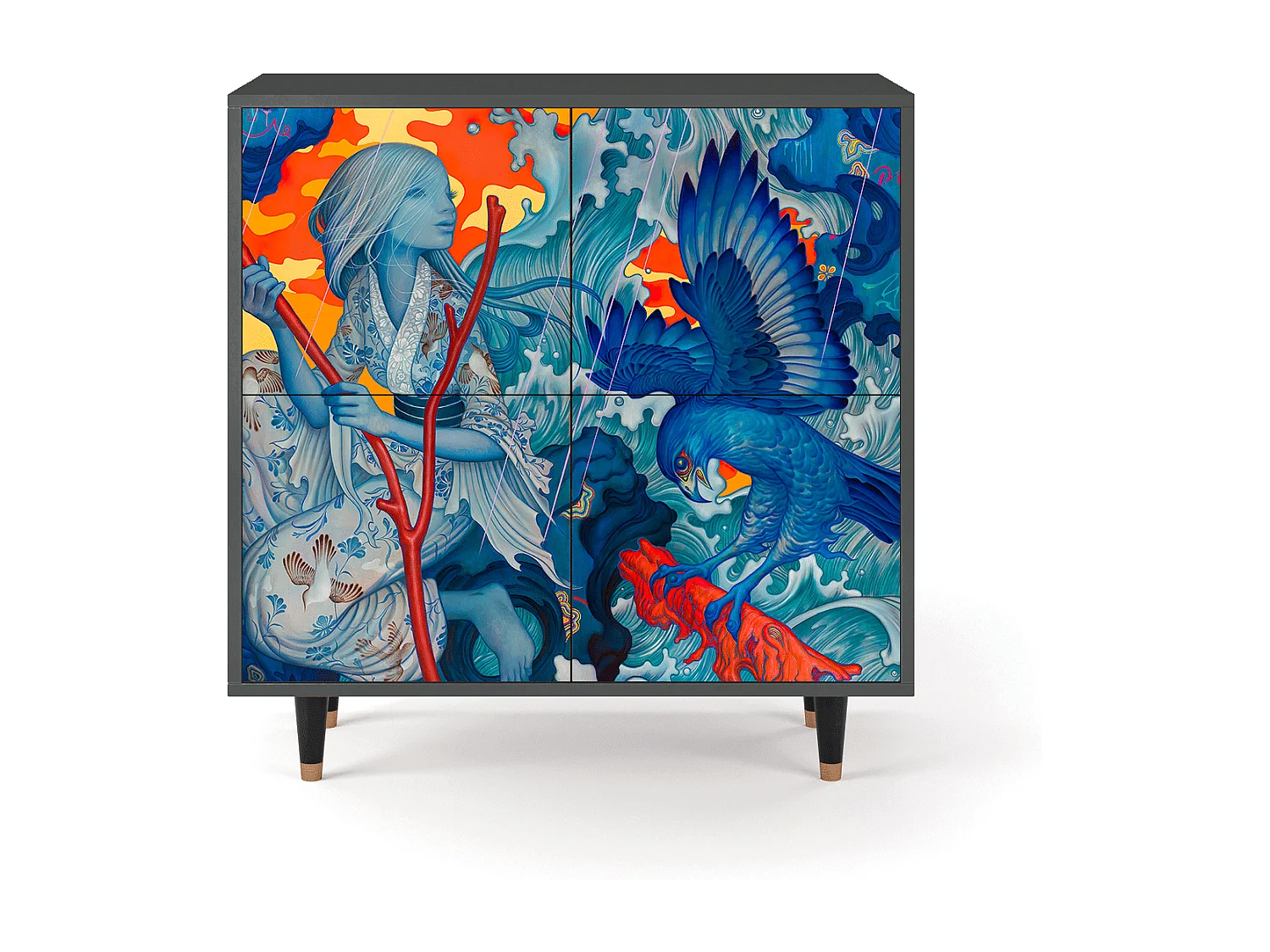 Sideboard - 94x96x48 cm - BS3 - The Girl - James Jean, Anthrazit