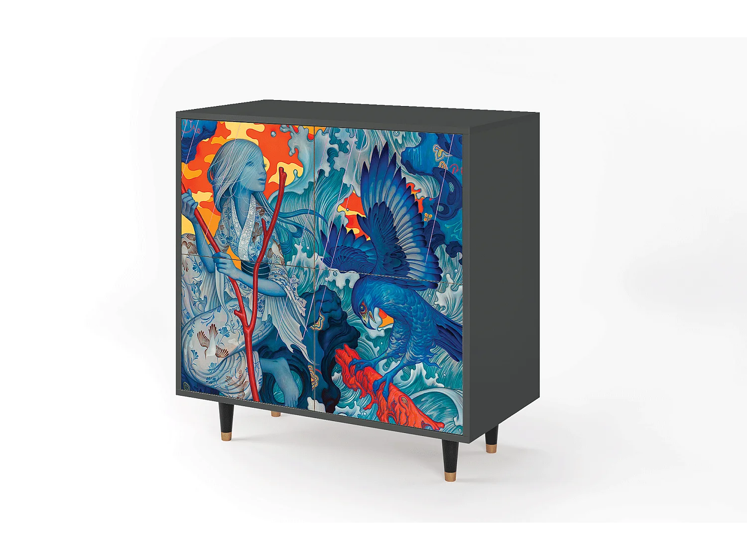 Sideboard - 94x96x48 cm - BS3 - The Girl - James Jean, Anthrazit