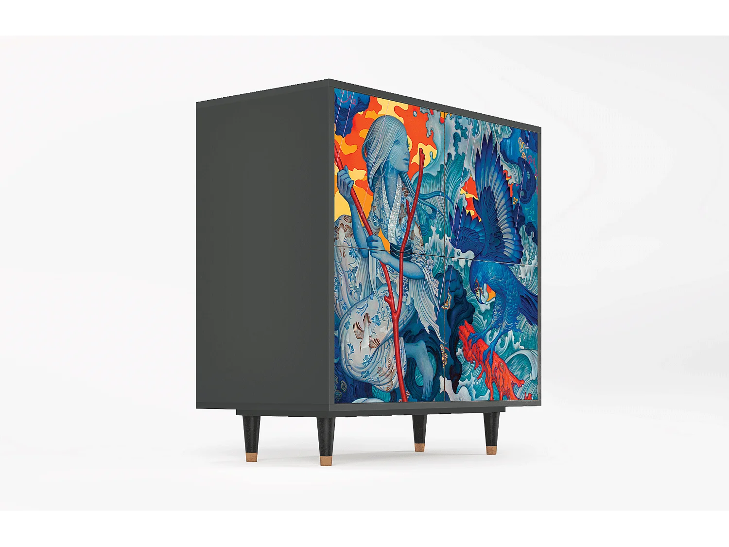 Sideboard - 94x96x48 cm - BS3 - The Girl - James Jean, Anthrazit