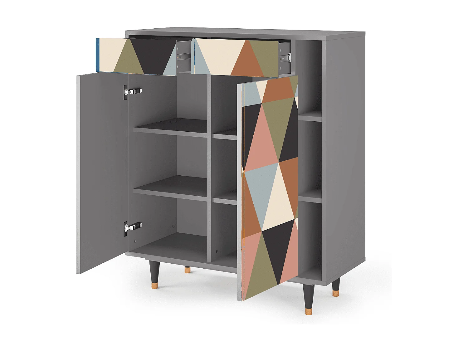 Dressoir - 96х110х41 cm - BS6 - Royal Triangles, Grijs