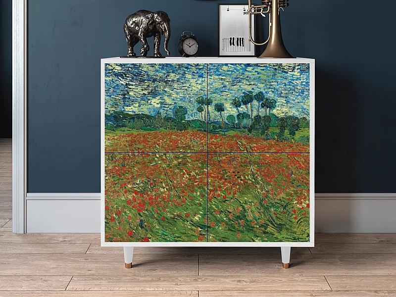 Dressoir - 94x96x48 cm - BS3 - Poppy field by van Gogh, Wit