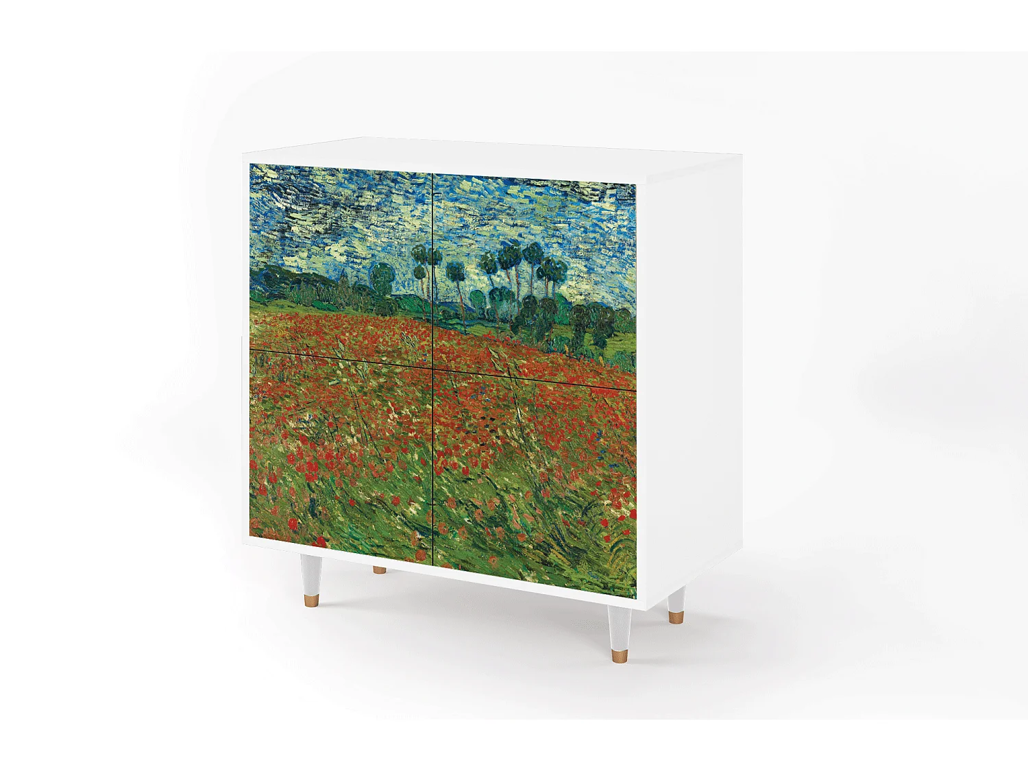 Buffet - 94x96x48 cm - BS3 - Poppy field by van Gogh, Blanc