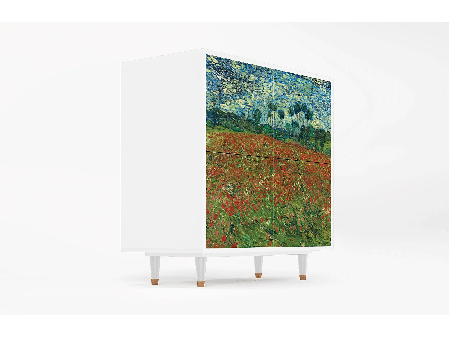 Buffet - 94x96x48 cm - BS3 - Poppy field by van Gogh, Blanc