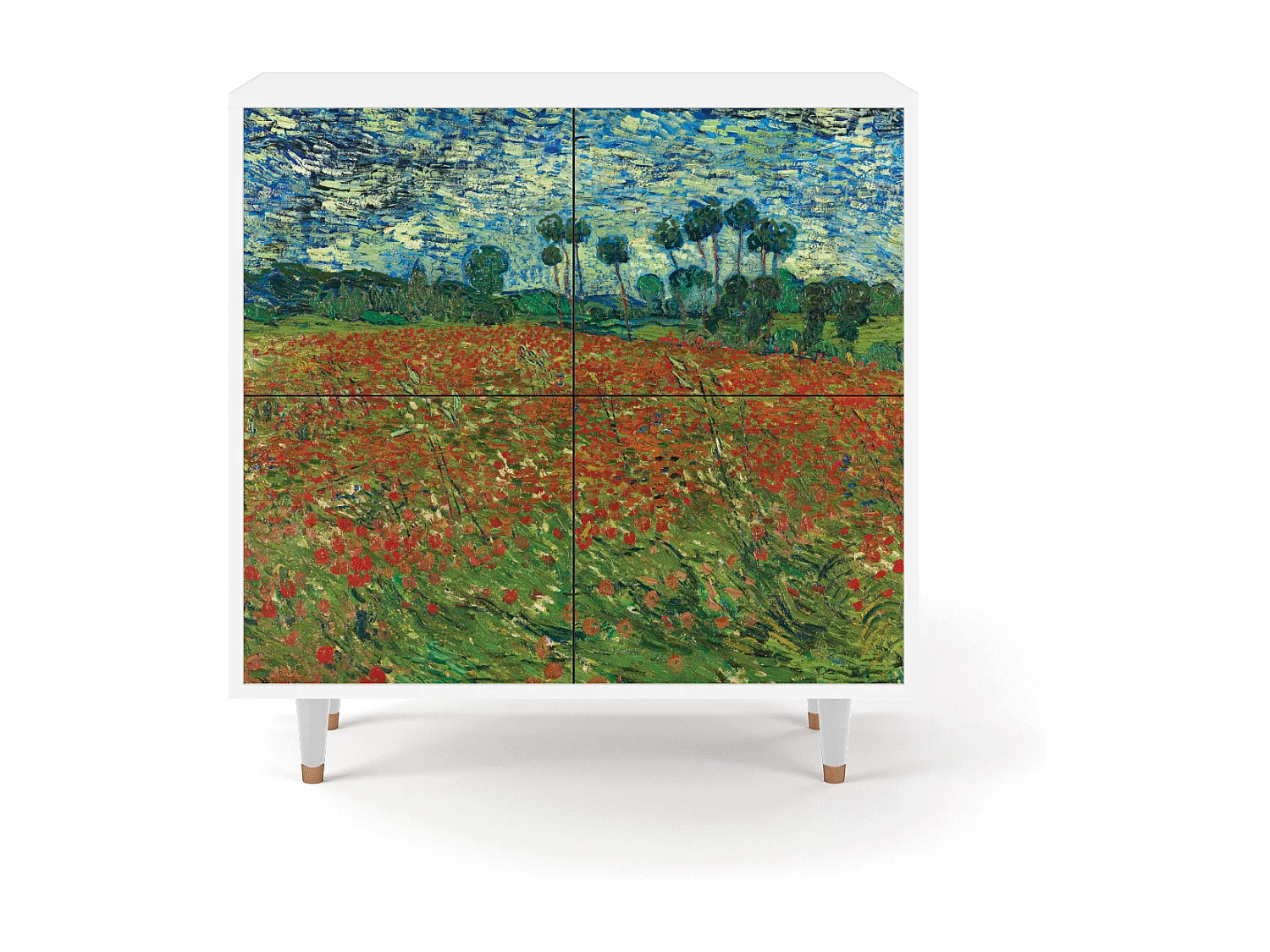 Kredens - 94x96x48 cm - BS3 - Poppy field by van Gogh, Biały