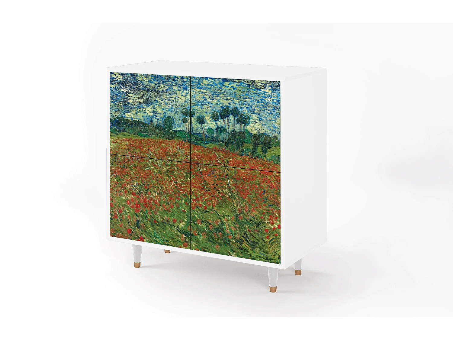 Kredens - 94x96x48 cm - BS3 - Poppy field by van Gogh, Biały
