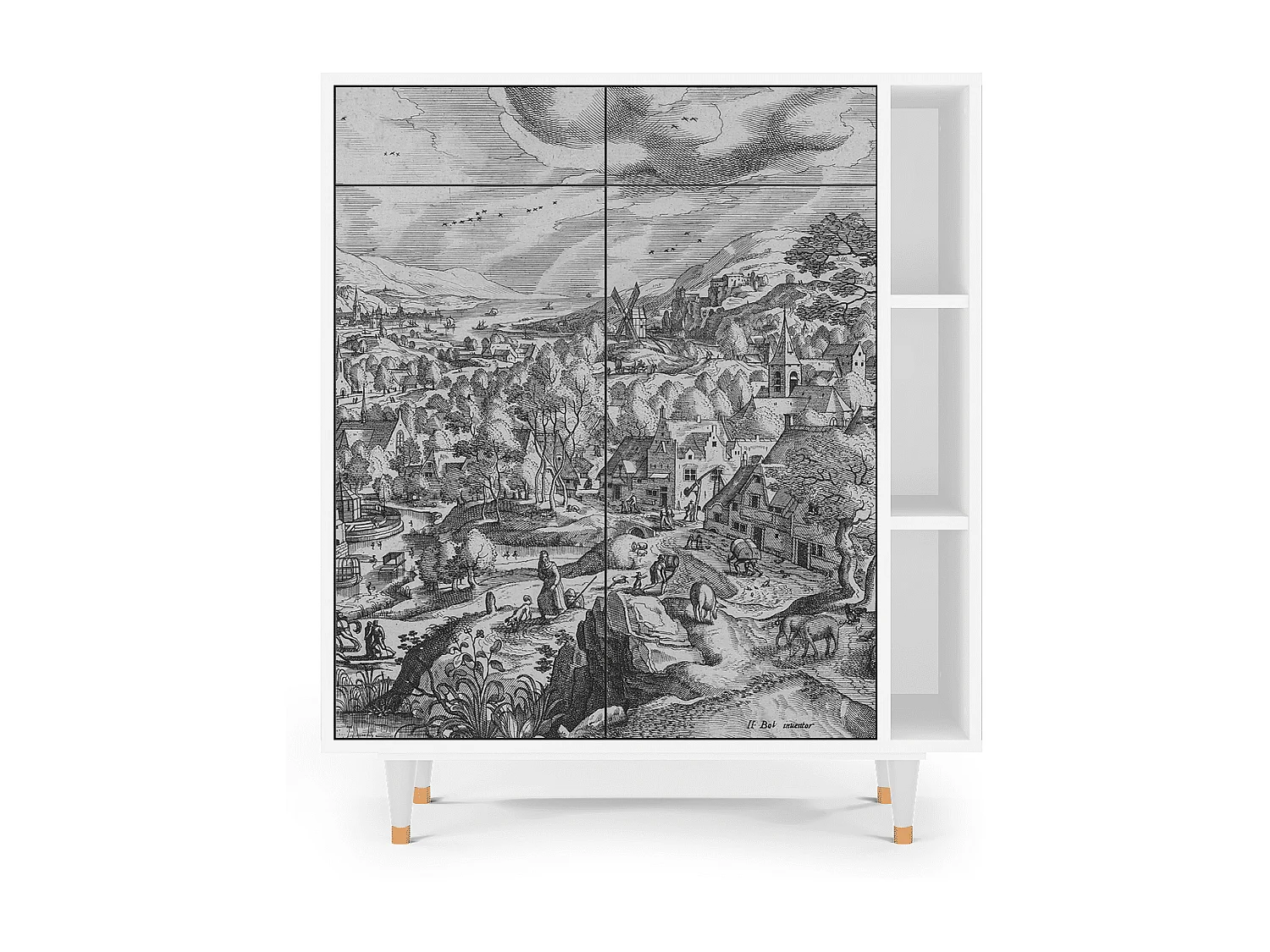 Credenza - 96х110х41 cm - BS6 - Bird Dropping, Bianco