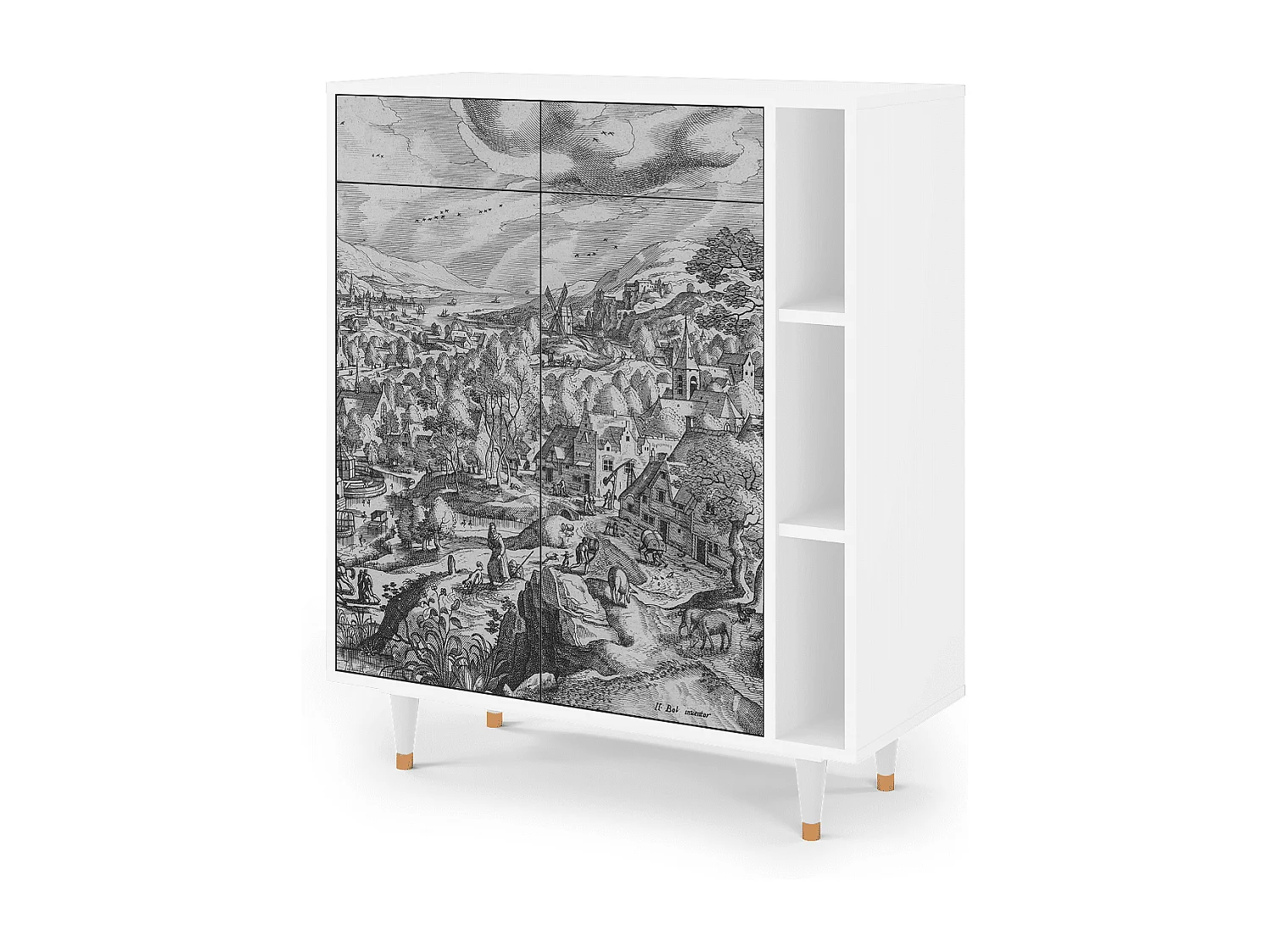 Credenza - 96х110х41 cm - BS6 - Bird Dropping, Bianco