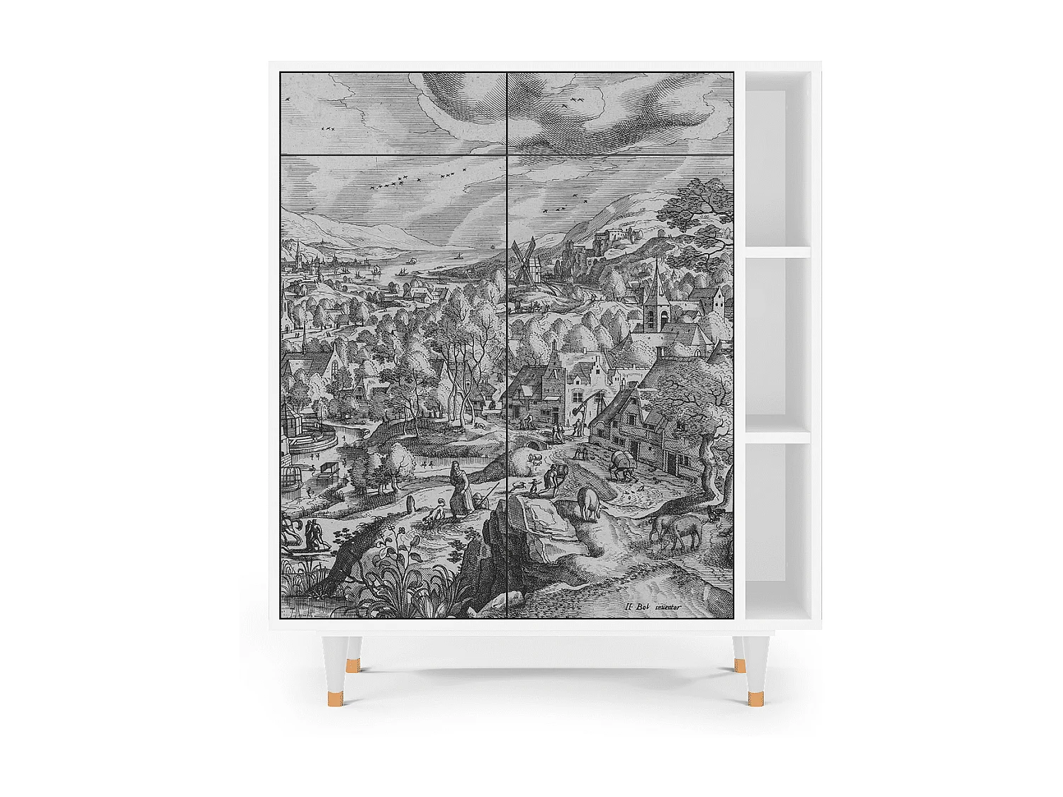 Kredens - 96х110х41 cm - BS6 - Bird Dropping, Biały