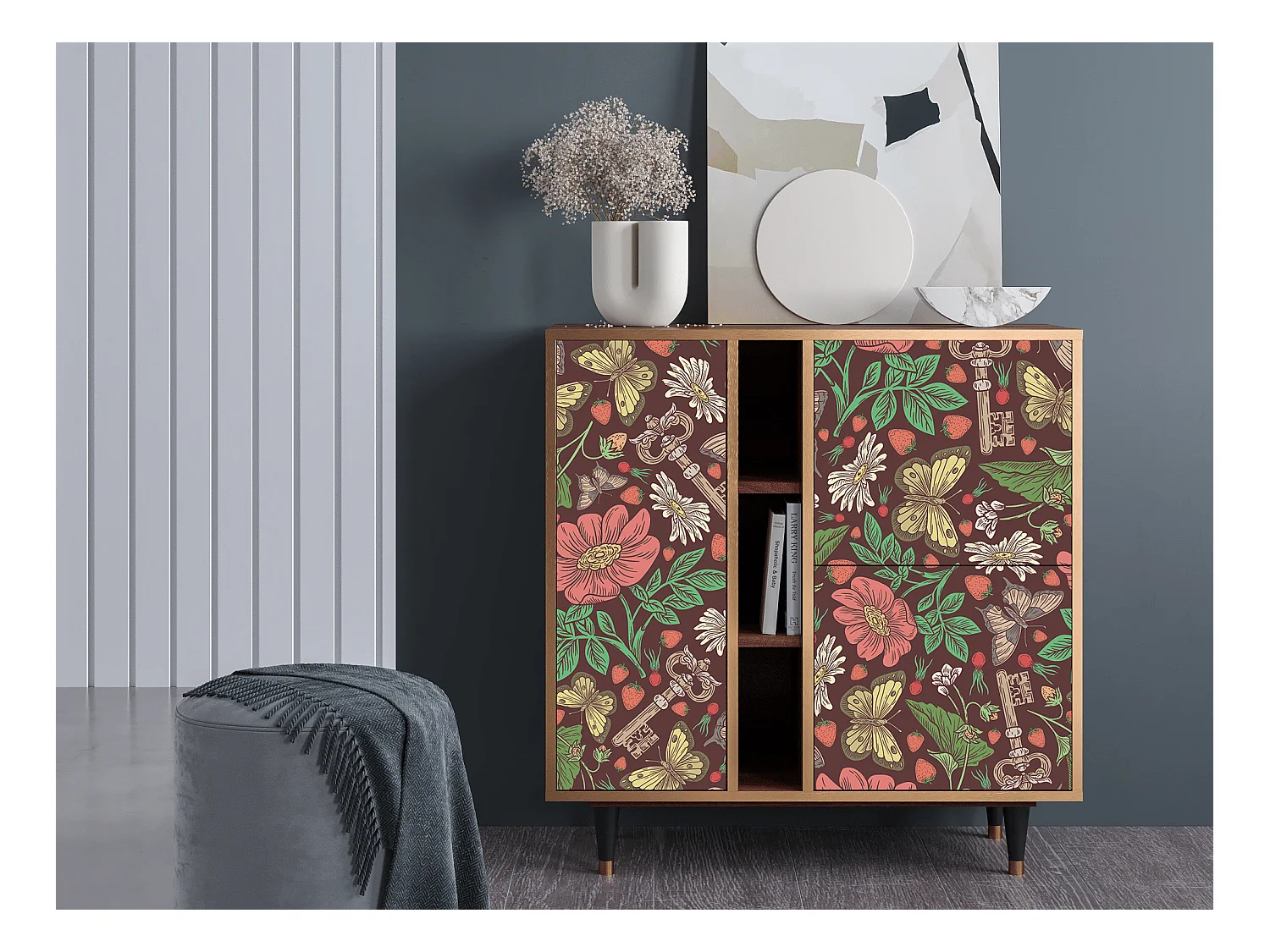 Buffet - 94х96х41 cm - BS5 - Alice in Wonderland, Noyer
