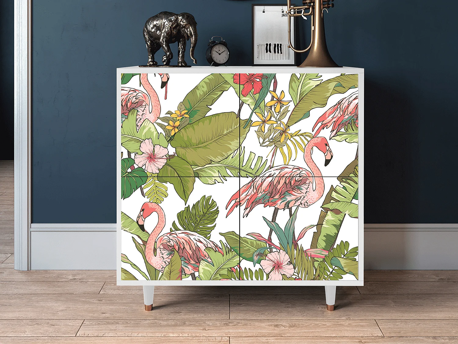 Kredens - 94x96x48 cm - BS3 - Sweet Flamingo, Biały