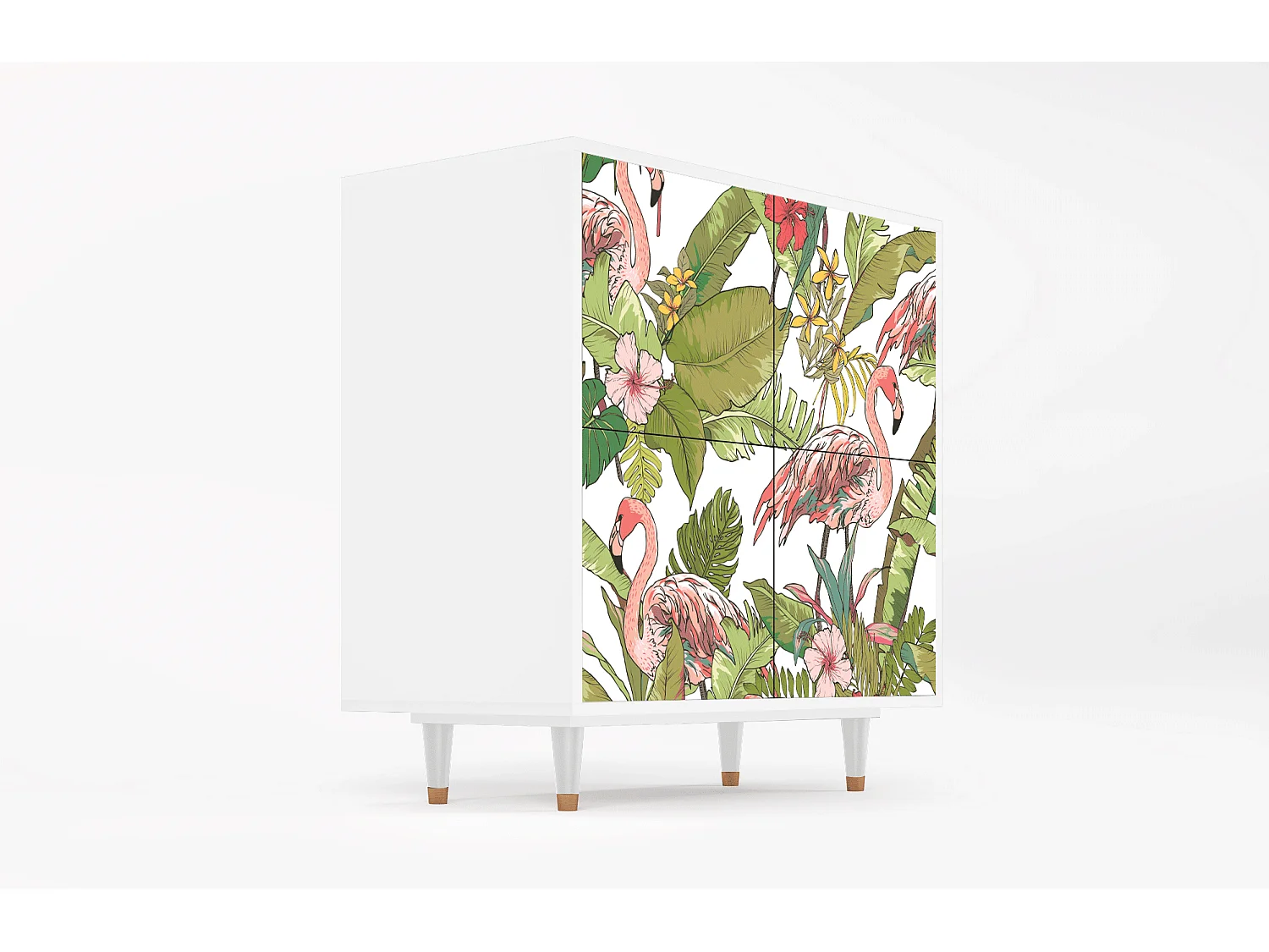 Kredens - 94x96x48 cm - BS3 - Sweet Flamingo, Biały