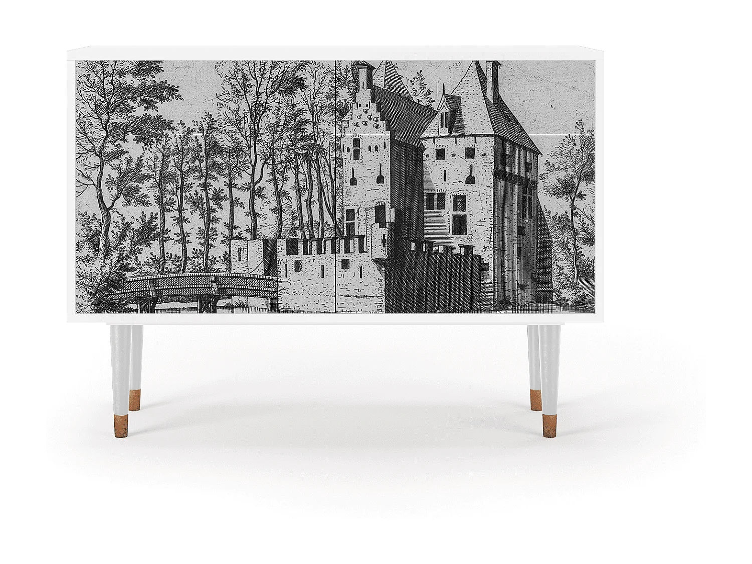 Buffet - 115x85x48 cm - BS4 - Castle with Bridge, Blanc