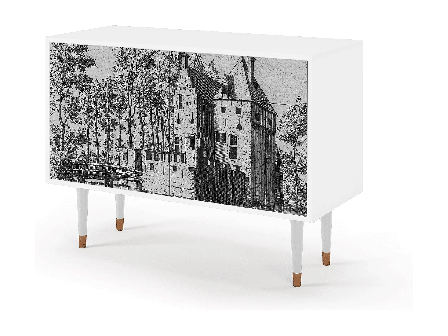 Buffet - 115x85x48 cm - BS4 - Castle with Bridge, Blanc